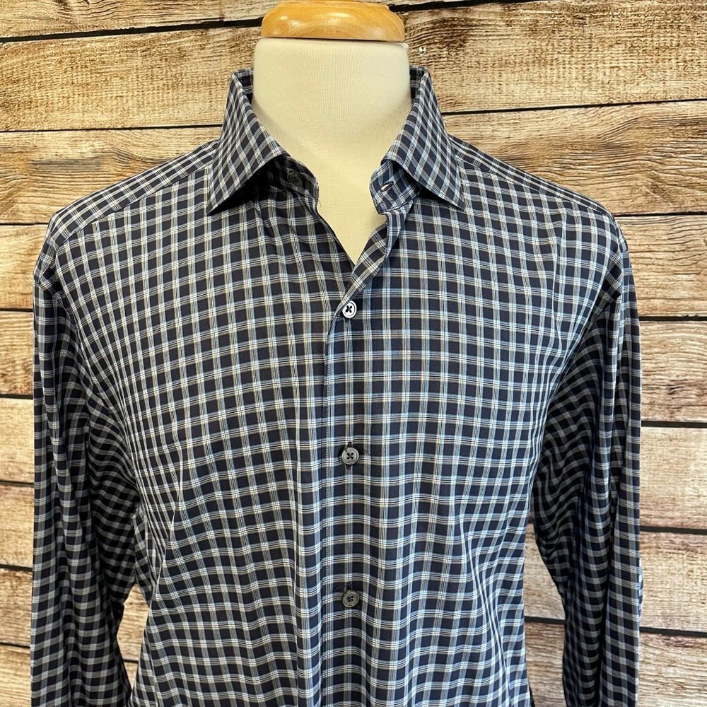 Ermenegildo Zegna Blue Button Front Shirt Size 2XL